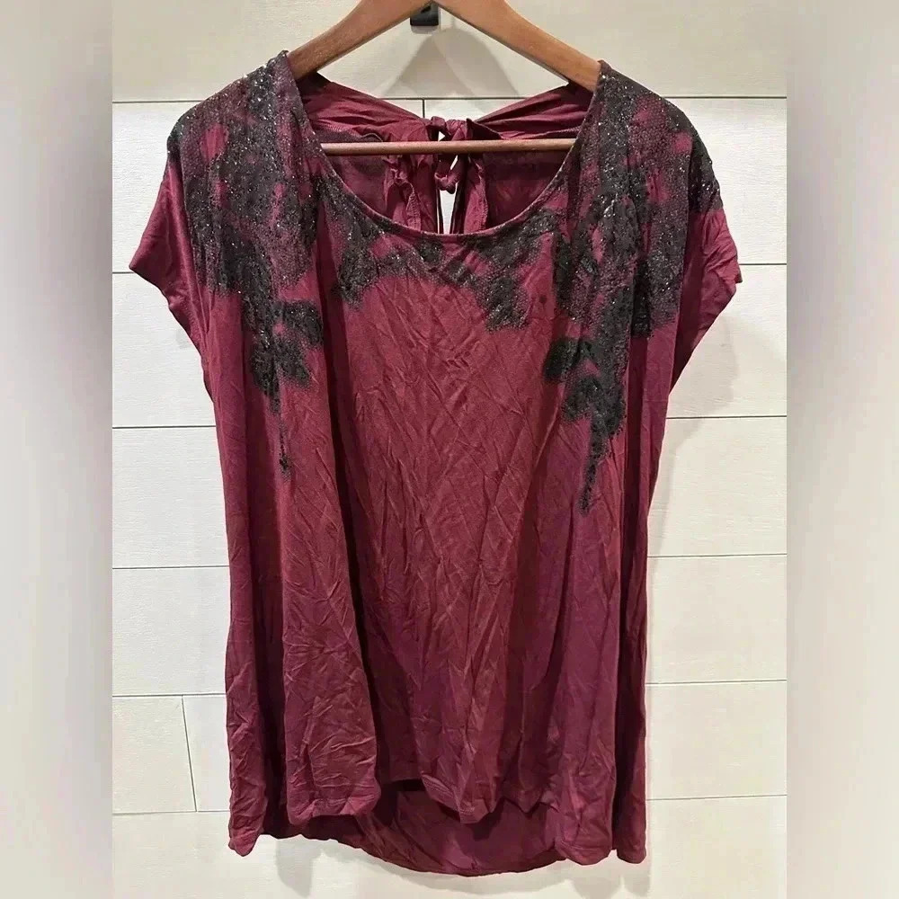 Lane Bryant Burgubdy Lace Top- size 18/20